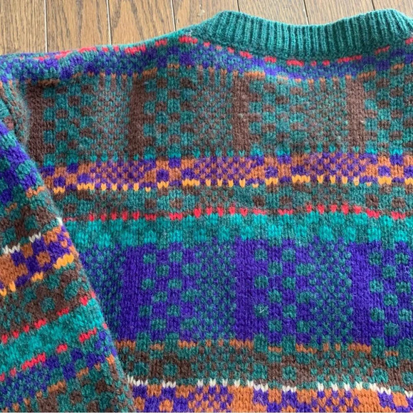 VINTAGE Benetton Made In Italy Multicoloured Shetland Wool Sweater Size Unknown - Picture 8 of 10